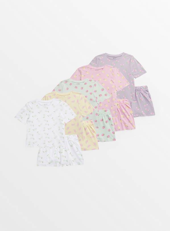 Fruit Print Shortie Pyjamas 5 Pack 4-5 years